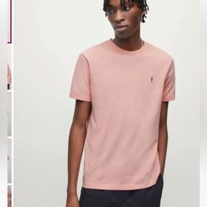 All Saints Brace Brushed Cotton Crew T-Shirt Pink Medium